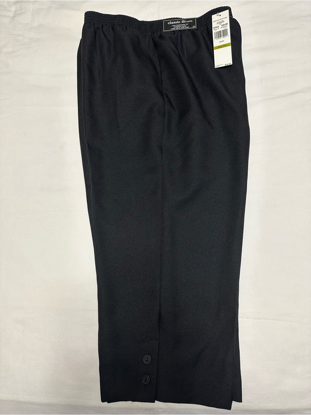 Alfred Dunner Women’s Black Dress Capri Pants With Button Accent